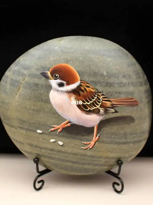 石头画摆件全新手绘#手绘  #创意礼物  #摆件  #工艺品摆件  #家居