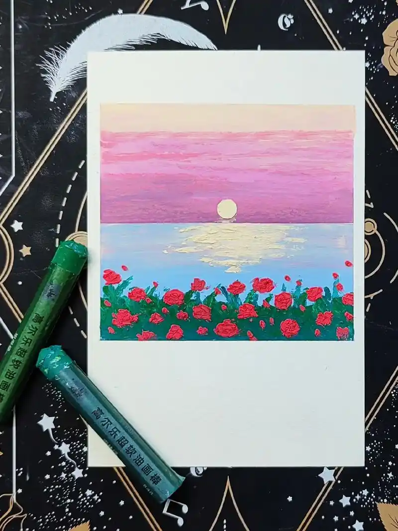 新手油画棒|画一本夏天6|附色号教程.玫瑰花从来不会打折,浪 - 抖音