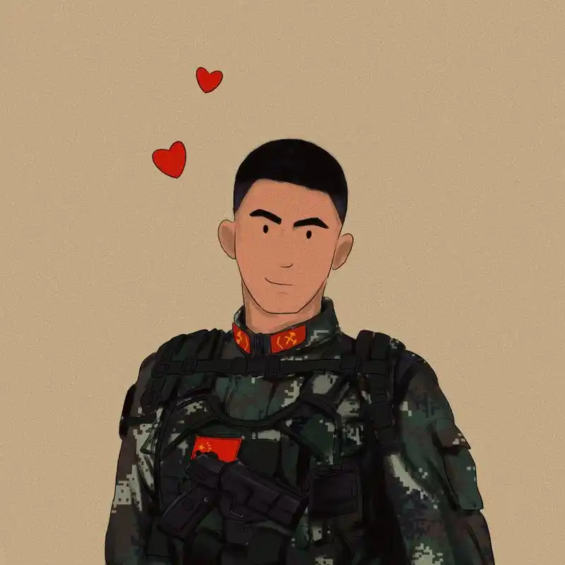 兵哥哥头像手绘 其实,博主我也分不清老武和老陆的衣服 只知道他们都