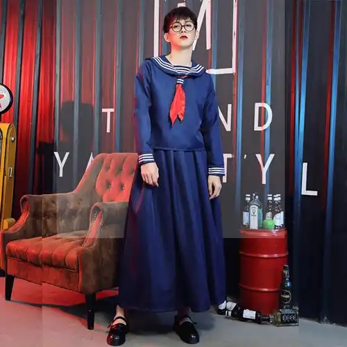 男扮女装伪娘衣服cosplay水手套装日系jk制服海军领连衣裙学院风