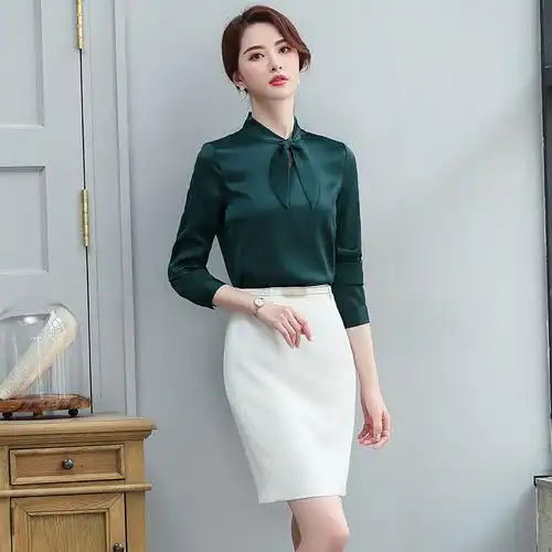 酒店前台收银员经理tkv餐饮饭店秋冬长袖衬衫工作服职业女装套装