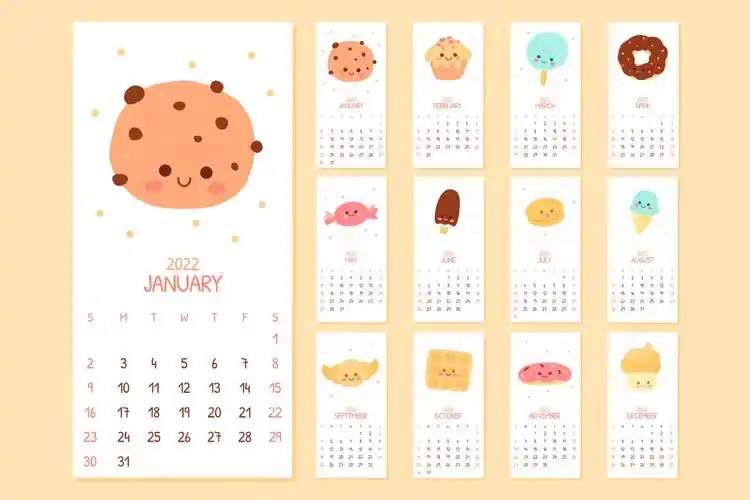 可爱卡通日历2022年0