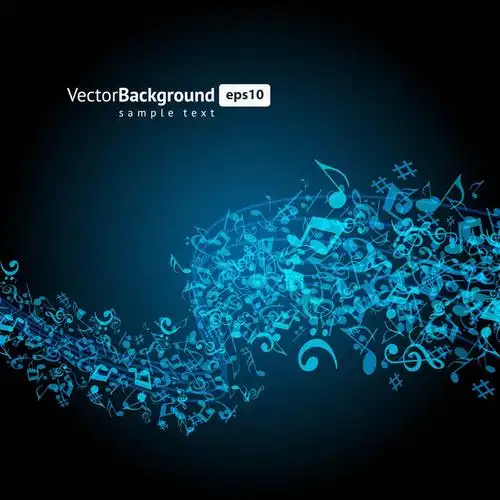 绚丽音符音乐元素背景矢量素材