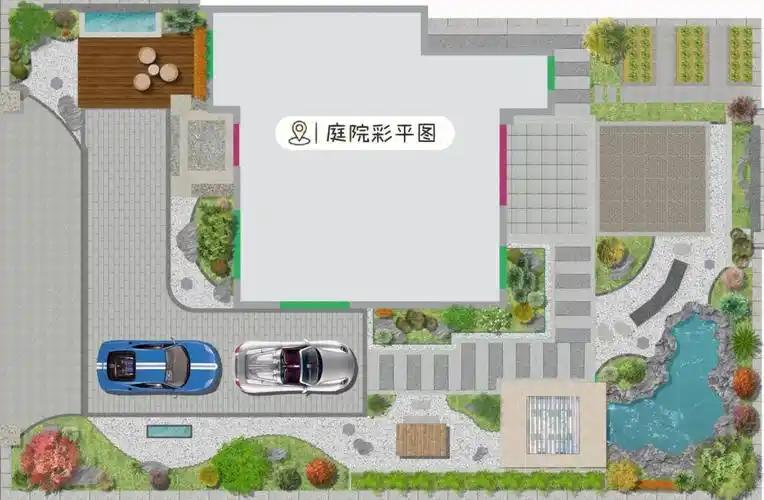 别墅庭院设计彩平77效果新中式效果方案