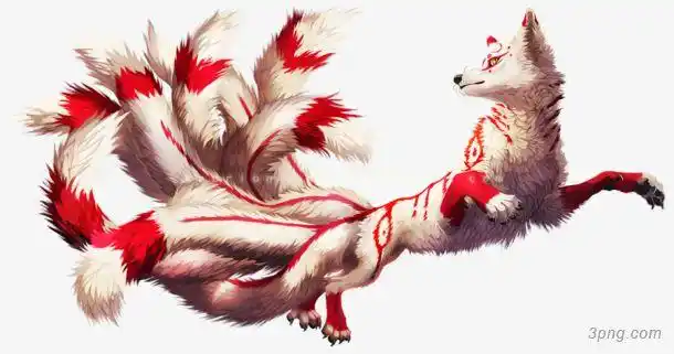 九尾狐白色png素材透明免抠图片动植人物