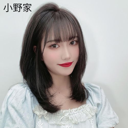 偏分刘海假发女中长发轻薄蕾丝全头套真发蓬松自然空气刘海锁骨发