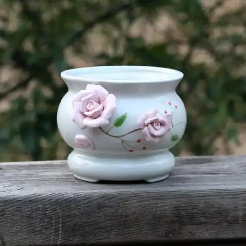 厂家直销花盆 韩式陶瓷多肉花盆 青瓷手绘多肉植物花盆 陶瓷.