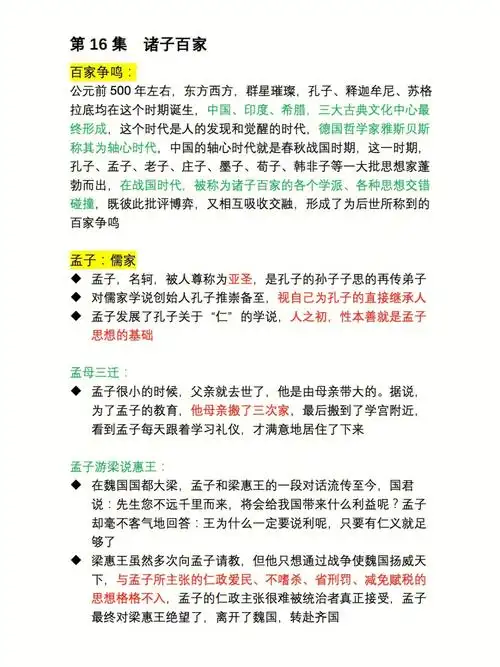 中国通史纪录片第16集诸子百家