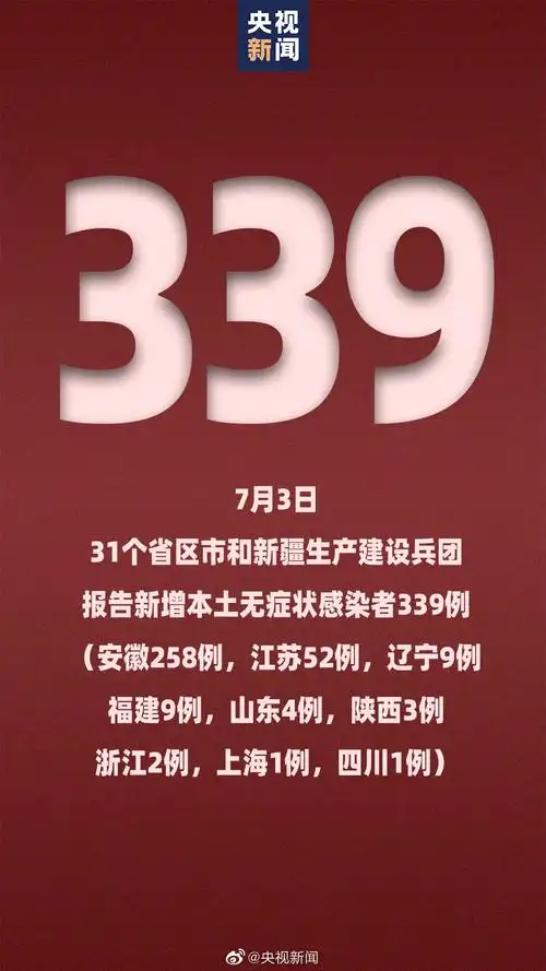全国疫情最新消息7月3日新增本土确诊41例本土无症状339例