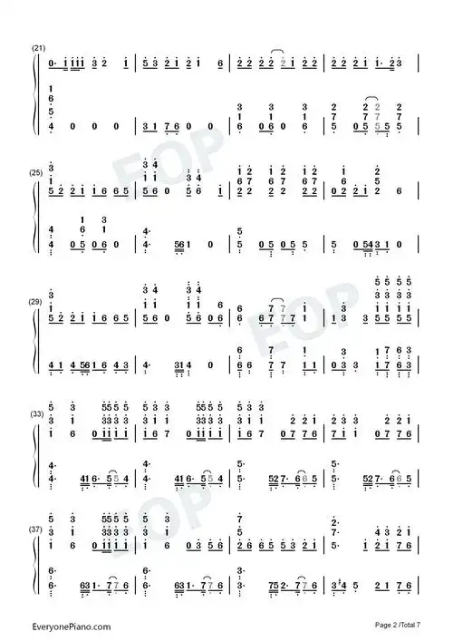 moonlight-月光-exo双手简谱预览2-钢琴谱文件(五线谱,双手简谱,数字