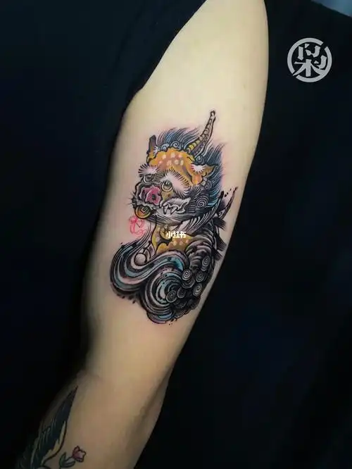 客自带图感谢点赞关注#我的纹身分享#纹身也清新#纹身#招财貔貅#水墨