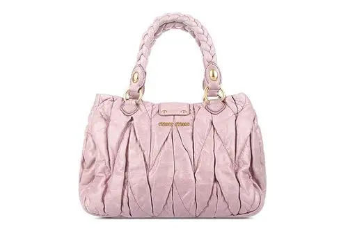 miumiu(缪缪) 粉色皮质褶皱手提包