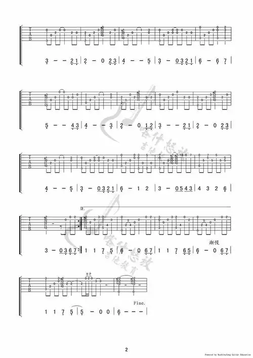 班得瑞《童年》指弹吉他谱