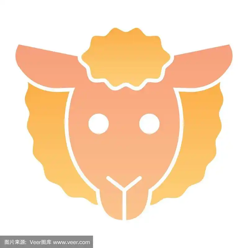 羊头平图标.小羊脸象征,农场羔羊.