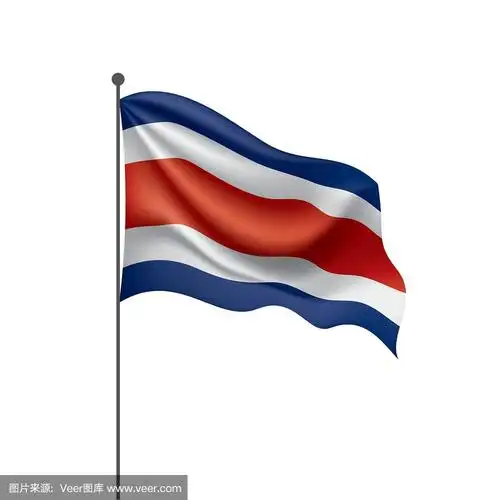 哥斯达黎加国旗,矢量插图在白色的背景