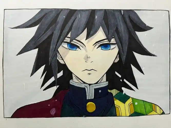 第17幅鬼灭之刃富冈义勇附绘画过程