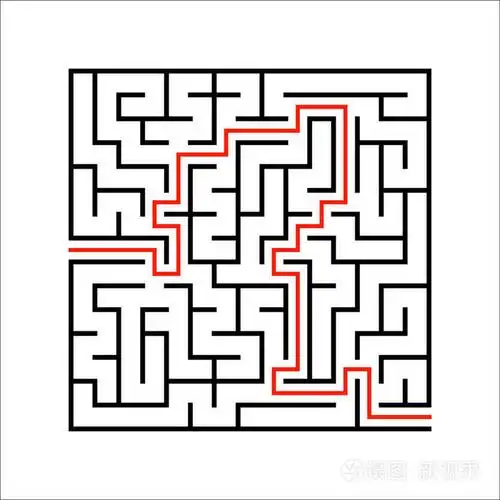 抽象的方形迷宫. 孩子们的游戏. 儿童拼图. 一个入口一个出口.