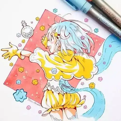 笔动漫少女清新可爱马克笔卡通动漫动漫q叛马克笔q版漫画少女手绘古风