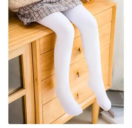 高品质女童连裤袜春秋薄款白色舞蹈袜肉肤色中厚连脚袜裤儿童加绒打底