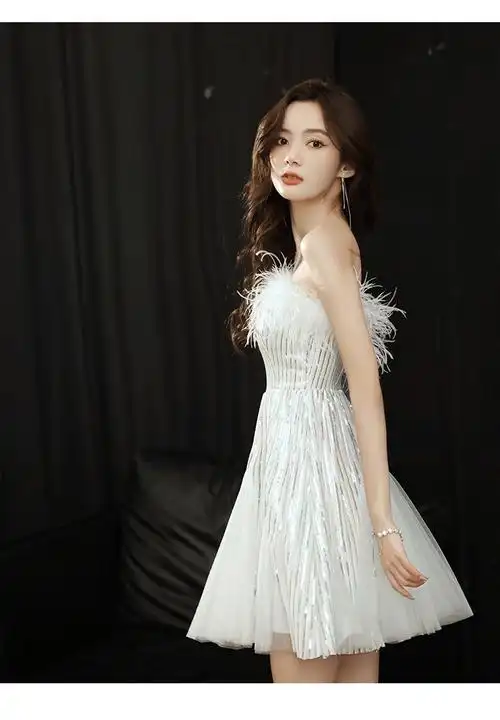抹胸白色小礼服女宴会气质生日礼服连衣裙平时可穿名媛轻奢小礼裙