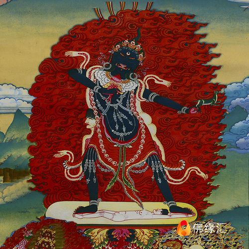 尼泊尔棉布天然矿物颜料画心三根根本一髻佛母现代装饰画