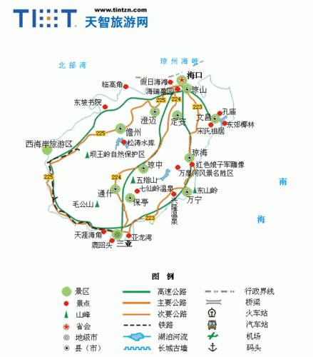 海南省景区分布图_海南地图_高清版_下载-旅游地图