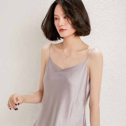 真丝吊带女小背心夏无袖内搭配西装打底宽松外穿绸缎面ins上衣潮