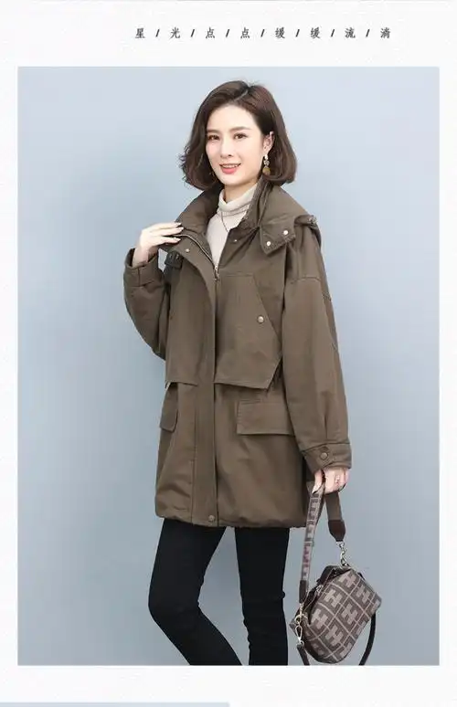 俞兆林时尚轻奢派克服女冬季2021年新款中长款加绒加厚妈妈冬装外套潮