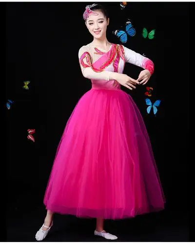 开场舞大摆裙舞蹈服装新款伴舞服成人女演出服现代舞台合唱团长裙