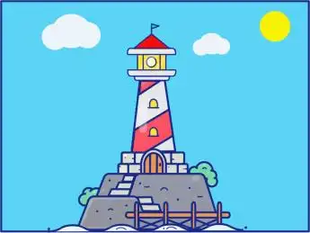 灯塔卡通画 灯塔 卡通