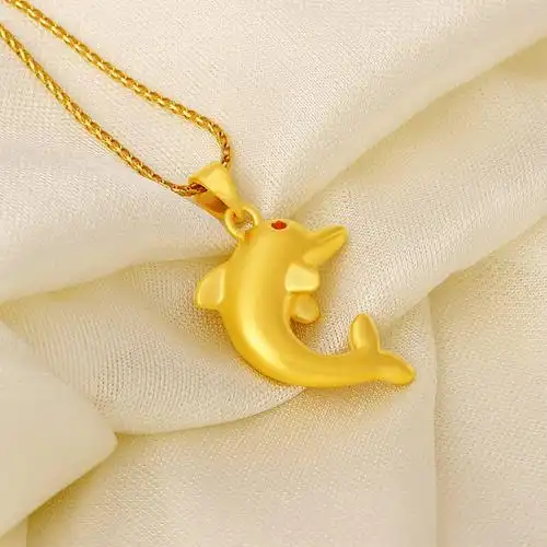 钻之心珠宝 3d硬金海豚吊坠au999足金海豚项坠 女款黄金首饰 2.