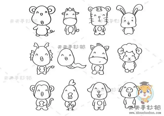 strong>十二生肖简笔画 /strong>怎么画