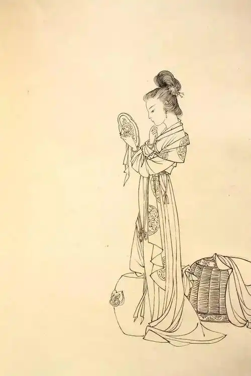 书画联盟丨蔡岚工笔画仕女白描线稿|人物画|陈洪绶_网易订阅