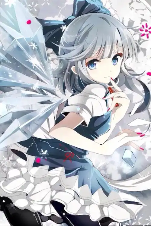 冰银发蓝衣少女