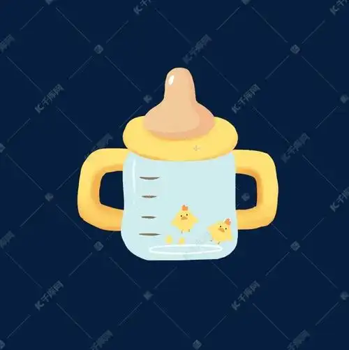可爱黄色小鸡手捧奶瓶插画