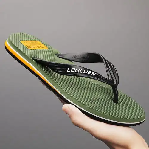 广东人字拖男夏季外穿防滑耐磨休闲拖鞋男士泰国橡胶沙滩夹脚凉拖