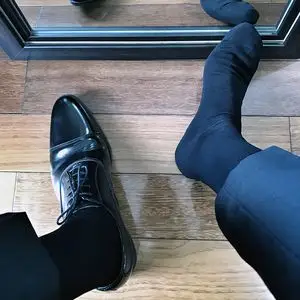 4双 绅士袜商务男袜丝光棉正装皮鞋袜子黑色日本中长筒性感西装袜