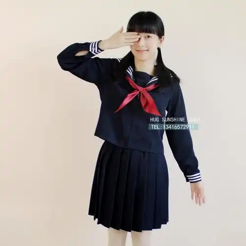 制服水手校服cosplay学生装班服学院派深蓝胸前拉链学生校服
