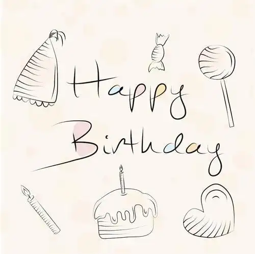 生日快乐简笔画彩铅