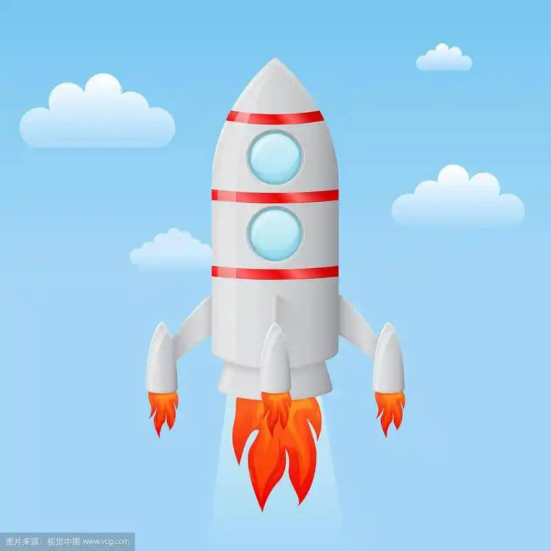 火箭在天空中飞行彩色卡通画