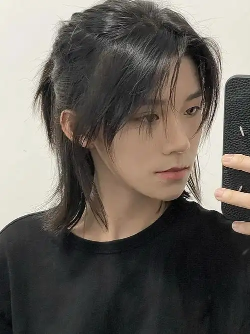 狼尾假发男长发日系男生鲻鱼头半扎中分武士头短发男士全头套式跨