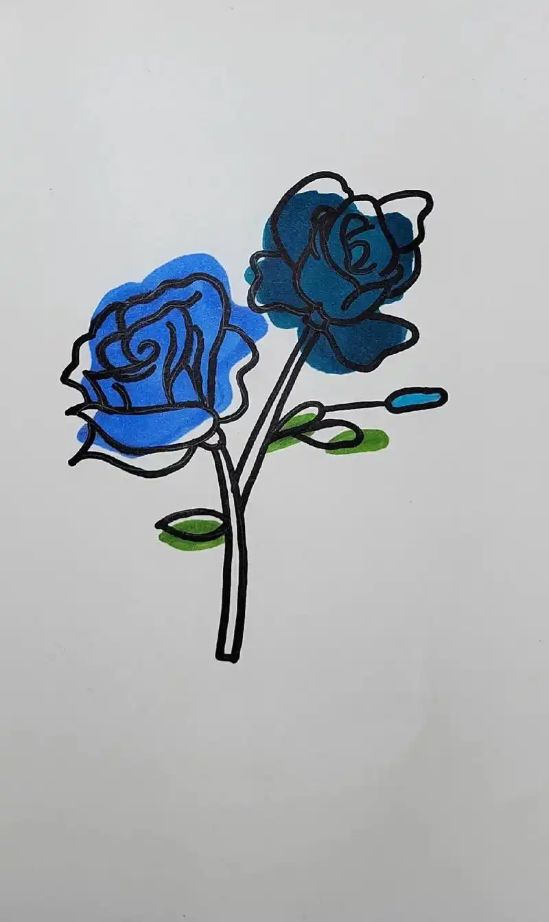 画画 #一起学画画  #蓝色妖姬 #手绘【玫瑰画法】"玫瑰 - 抖音