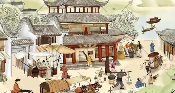 在古代,农民们常常乘坐牛车或步行几十里地