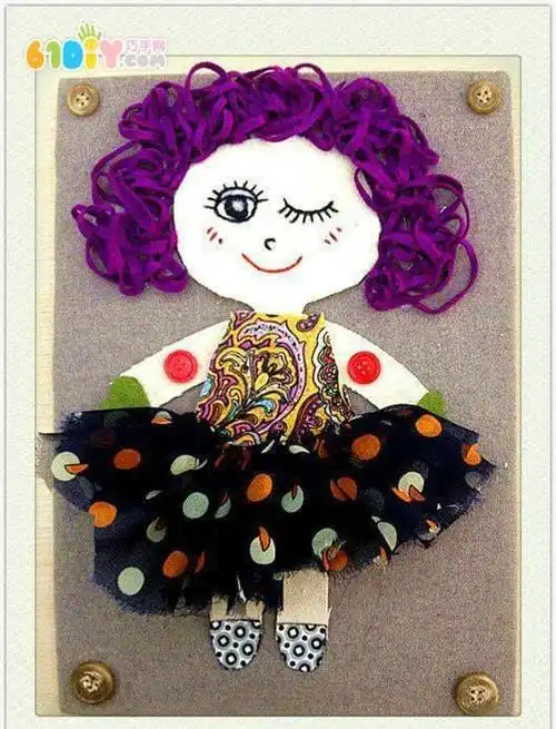 漂亮娃娃布贴画手工作品展示