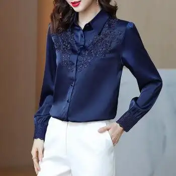 的高档女衬衫秋冬长袖衬衫女雪纺衫洋气御姐小衫中年妈妈装女士衬衣女