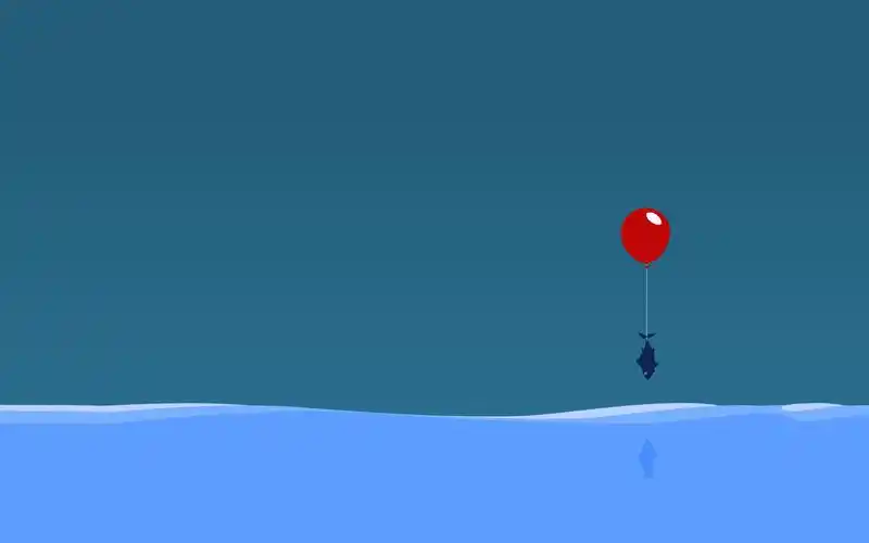 小鱼,蓝天,大海,气球,简约,极简风,大爱极简风小鱼壁纸图片