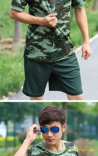 训练服套装男迷彩体能服武短袖上衣军训圆领速干透气作训服军迷t恤款