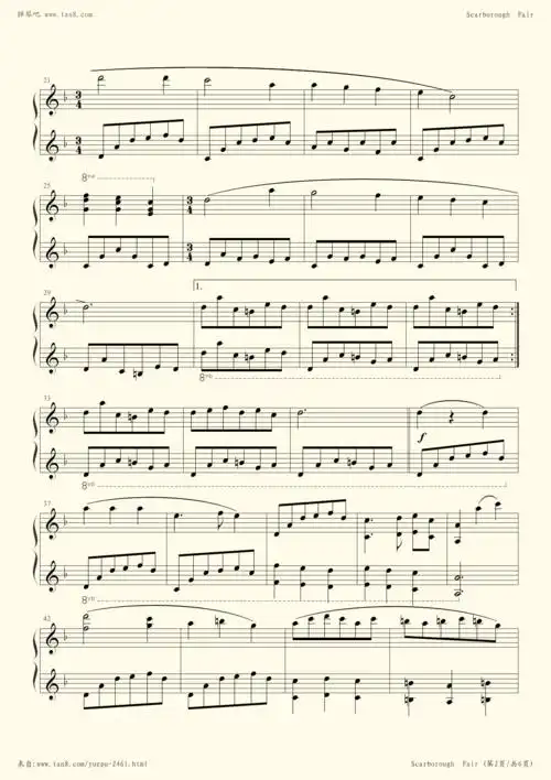 钢琴谱 - scarborough fair(斯卡布罗集市)