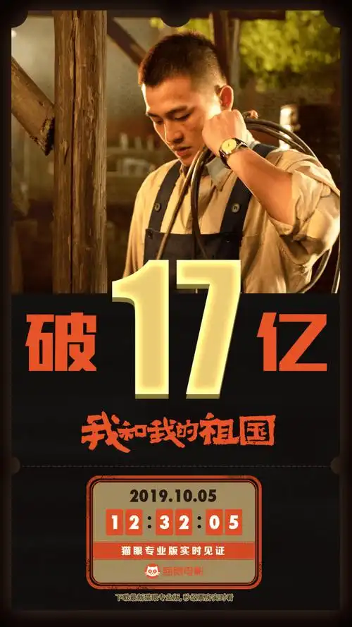 《我和我的祖国》在上映第六天,12:32累计票房突破17亿元 zt