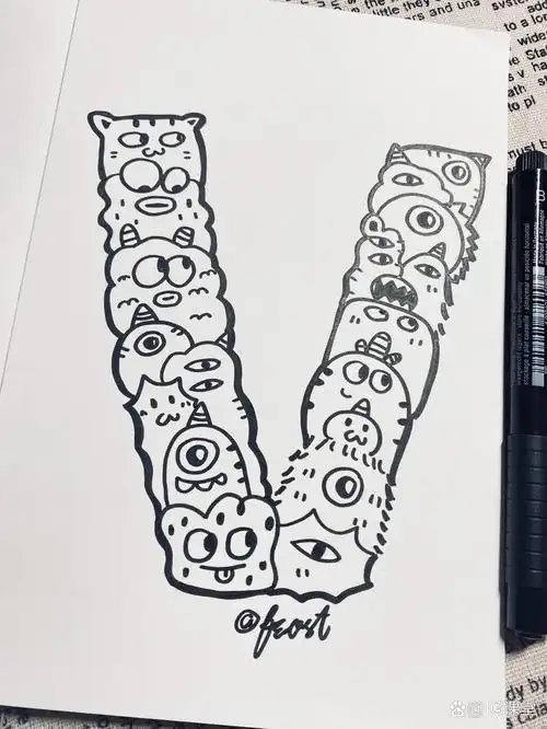 手绘 涂鸦 字母 v 继续更新 终于接近尾声